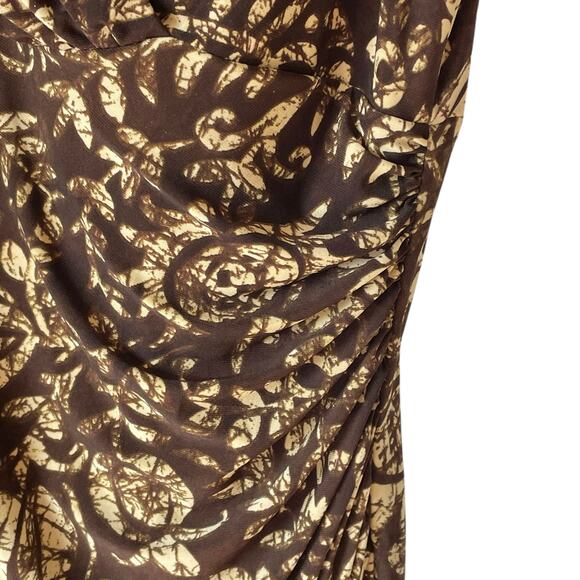 Lauren Ralph Lauren Faux Wrap Sleeveless Dress Jersey Knit Cream Brown Size 4 - Picture 5 of 9